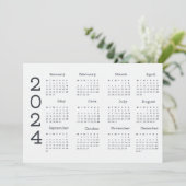 2024 volledige jaarkalender zwart-wit minimalistis programma (Staand voorkant)