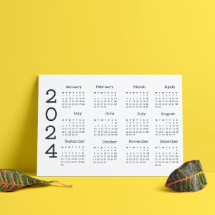 2024 volledige jaarkalender zwart-wit minimalistis programma