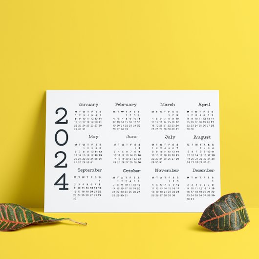 2024 volledige jaarkalender zwart-wit minimalistis programma