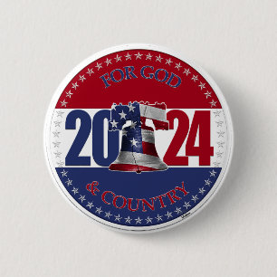 2024 Voor God en Land Vrijheidsbel Ronde Button 5,7 Cm