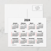 2024 White 52 Weeks Agenda van Janz Briefkaart (Voorkant / Achterkant)