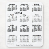 2024 White Large Print Calendar van Janz Muismat (Voorkant)