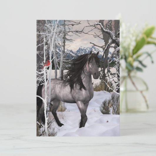 2024 Winter Wensen Paard Feestdagenkaart (Staand voorkant)
