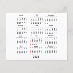 2024 Witte 52 Weken Kalender Briefkaart