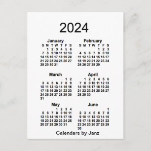 2024 Witte 6 maanden Mini Agenda van Janz Briefkaart