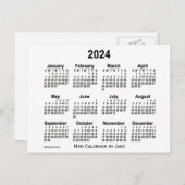 2024 Witte Minikalender van Janz Briefkaart (Voorkant / Achterkant)