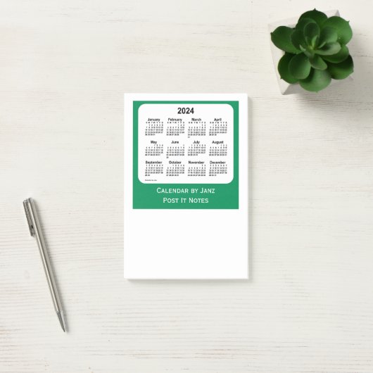 2024 Zee Green Post It Note Calendars by Janz (Kantoor)