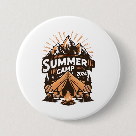 2024 Zomerkamp Zomer Camping Vakantie Matching Ronde Button 7,6 Cm (Voorkant)