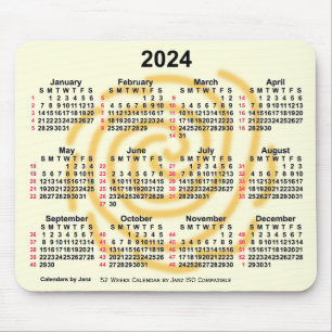 2024 Zonnedagen 52 weken ISO-kalender door Janz Muismat
