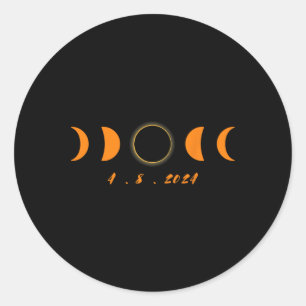 2024 Zonneverduistering Totaal Zonneverduistering Ronde Sticker