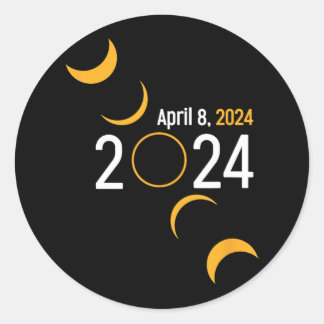 2024 Zonsverduistering 2024 Ronde Sticker