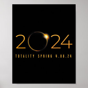 2024 Zonsverduistering Amerikaanse Totaliteitslent Poster