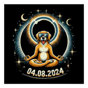 2024 Zonsverduistering Hond Perfect Poster