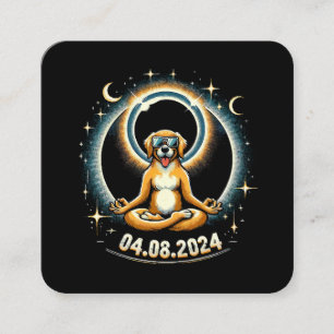 2024 Zonsverduistering Hond Vierkante Visitekaartje
