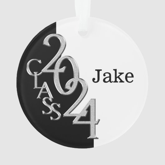 2024 Zwart en Zilver Afstuderen Foto Ornament (achterkant)