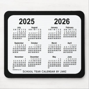 2025-2026 de Zwart-witte Kalender van de School Muismat