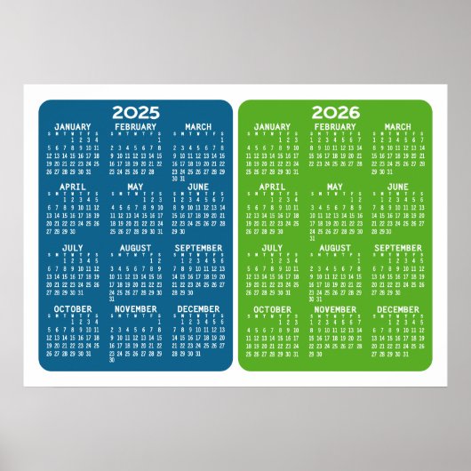 2025 2026 Kalender - Basic Minimaal 2 jaar Poster (Voorkant)