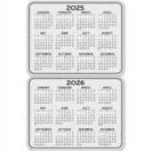 2025 2026 Kalender zwart-wit mini kalenders Sticker (Voorkant)