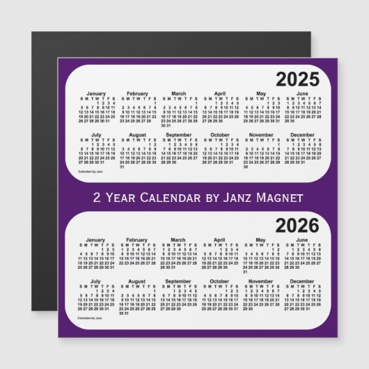 2025-2026 Paars 2 jaar agenda van Janz Magnet (Voorkant / Achterkant)