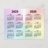 2025-2026 Regenboogwolk Kalender van Janz Briefkaart (Voorkant)