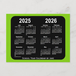 2025-2026 Yellowgreen Neon School Calendar van Jan Briefkaart