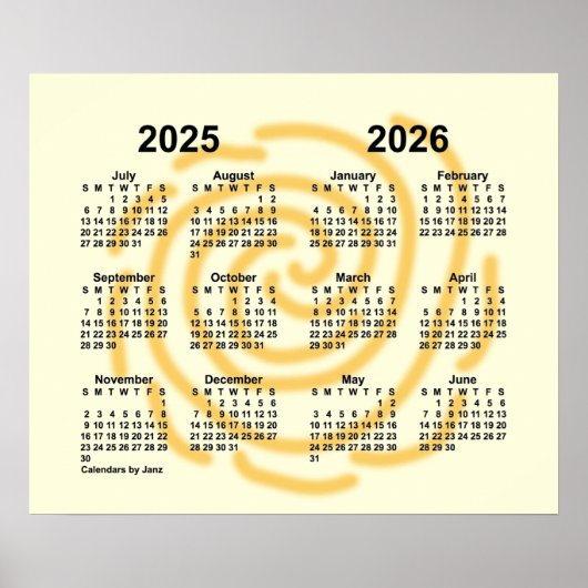 2025-2026 Zonnige Dagen Schooljaar Kalender van Ja Poster (Voorkant)