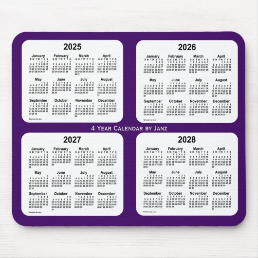 2025-2028 Paars 4 jaar vergaderrooster van Janz Muismat (Voorkant)
