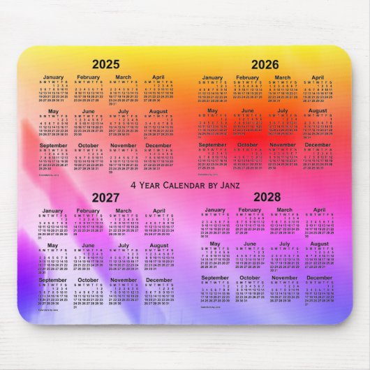 2025-2028 Rainbow Shadows 4-jaarkalender van Janz Muismat (Voorkant)