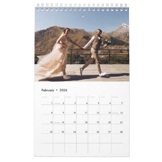 2025 Aangepaste bruiloft foto Chic Script Kalender (Feb 2026)