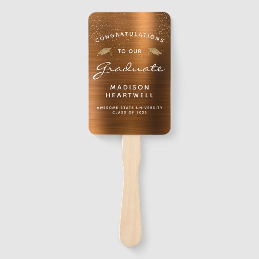 2025 Aangepaste Foto Koper Metallic Afstuderen Handwaaier (Voorkant)