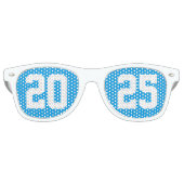 2025 Afstudeerfeest Cool Blue Varsity Retro Zonnebril (Voorkant)