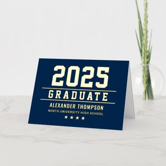 2025 Afstuderen Aangepast Goud Afstuderen Dank u Folie Wenskaart (Voorkant)