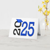 2025 Afstuderen Blauw en Zwart Schoolkleuren Kaart (Gele Bloem)