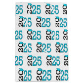 2025 Afstuderen Blauwgroen en zwart Medium Cadeauzakje (Voorkant)