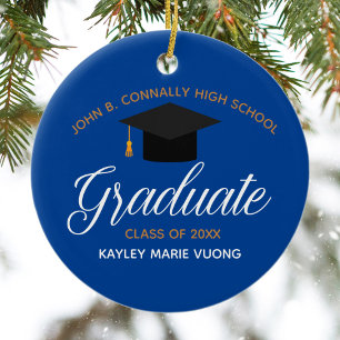 2025 Afstuderen Blue Gold Custom High School Naam Keramisch Ornament
