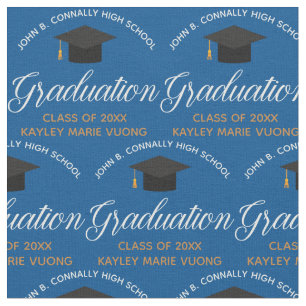 2025 Afstuderen Blue Gold Custom School Monogram Stof