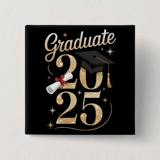 2025 Afstuderen cadeau idee Vierkante Button 5,1 Cm (Voorkant)