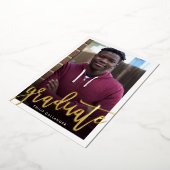 2025 AFSTUDEREN foto Modern Simple Script Gold Folie Uitnodiging (Gedraaid)