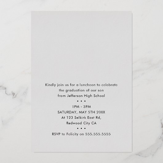 2025 AFSTUDEREN foto Modern Simple Script Gold Folie Uitnodiging (Achterkant)