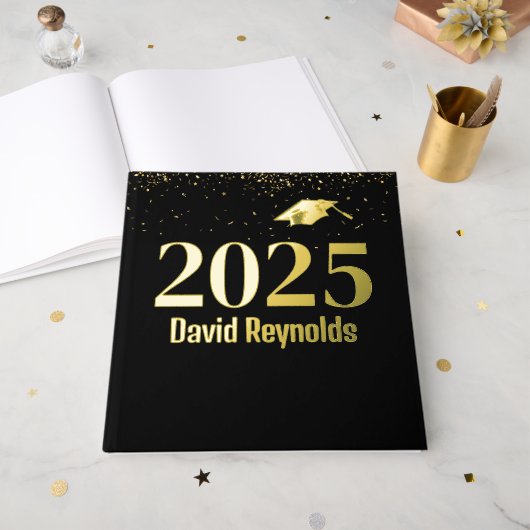 2025 Afstuderen Goud en Zwart Gastenboek (Voorkant open)
