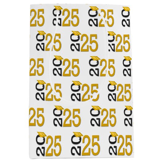 2025 Afstuderen Goud en Zwart Medium Cadeauzakje (Voorkant)