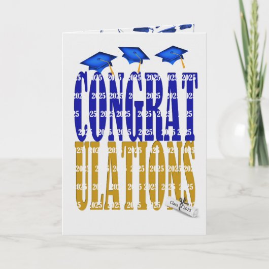 2025 Afstuderen in blauw en goud Kaart (Voorkant)