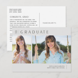 2025 Afstuderen Neutraal Grijs Foto Afstuderen Briefkaart
