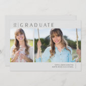 2025 Afstuderen Neutral Grey Photo Graduation Part Kaart (Voorkant / Achterkant)