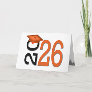2025 Afstuderen Oranje en zwarte schoolkleuren Kaart