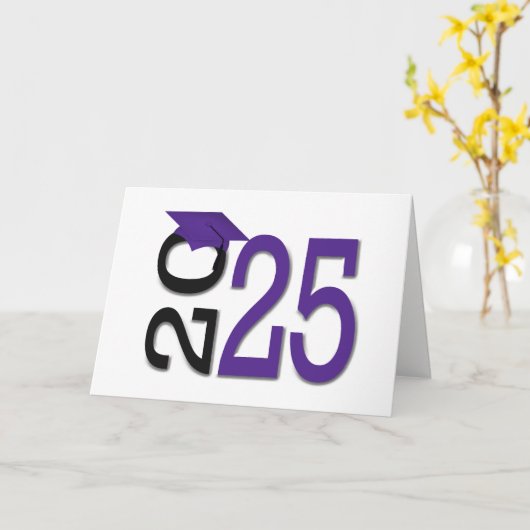 2025 Afstuderen Paarse en zwarte Kaart (Gele Bloem)
