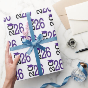 2025 Afstuderen Paarse Pet op zwart Cadeaupapier