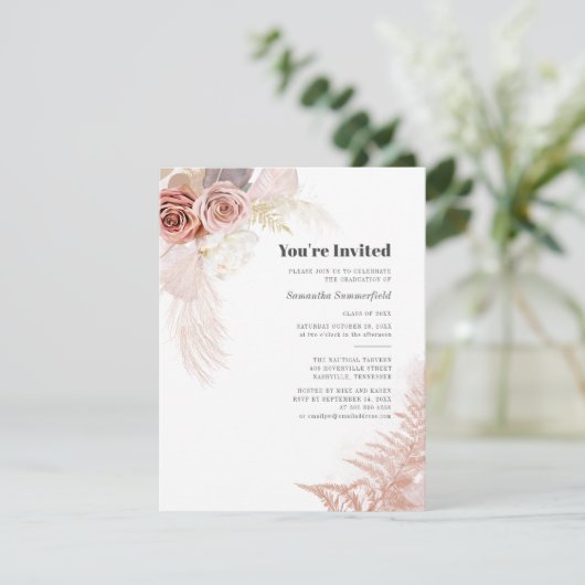 2025 Afstuderen Pampas Grass Uitnodiging (Staand voorkant)