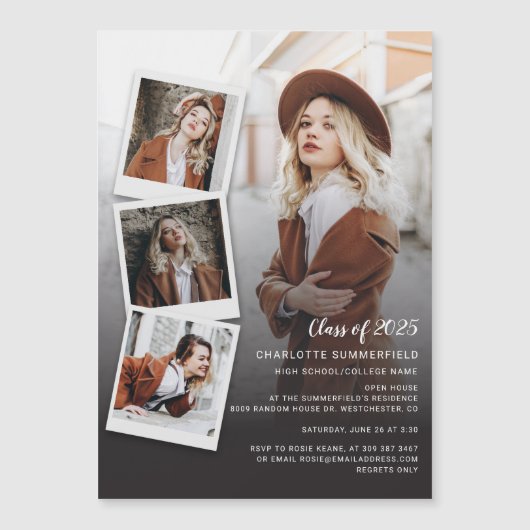 2025 Afstuderen Photo Collage Open House Party Magnetische Uitnodiging (Voorkant)
