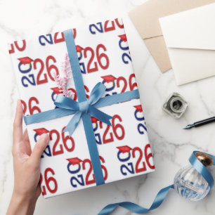 2025 Afstuderen rood en blauw Cadeaupapier